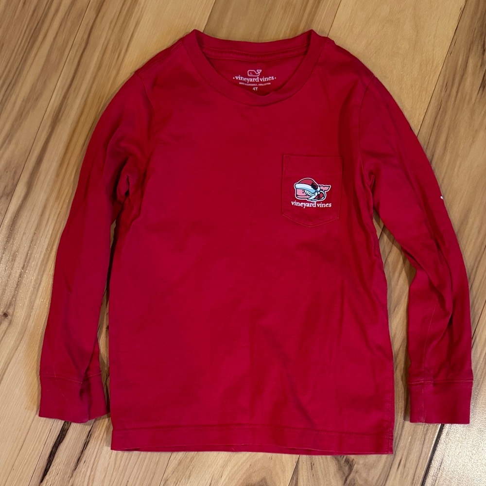 Vineyard Vines Kids Classic Red Long Sleeve Tee